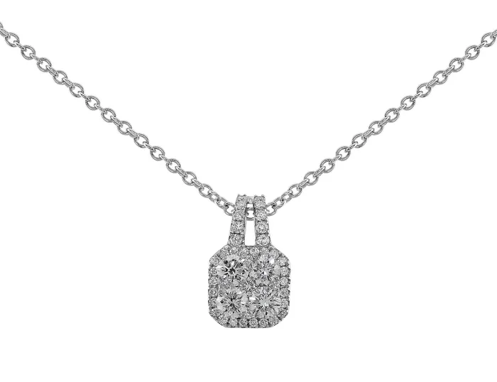 Necklaces CJ Charles Jewelers 18k White Gold Diamond Square Drop Necklace