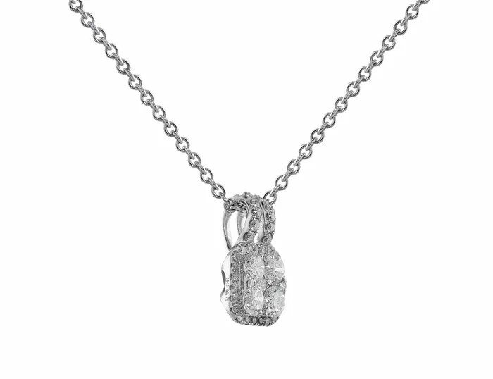 Necklaces CJ Charles Jewelers 18k White Gold Diamond Square Drop Necklace Necklaces CJ Charles Jewelers 18k White Gold Diamond Square Drop Necklace