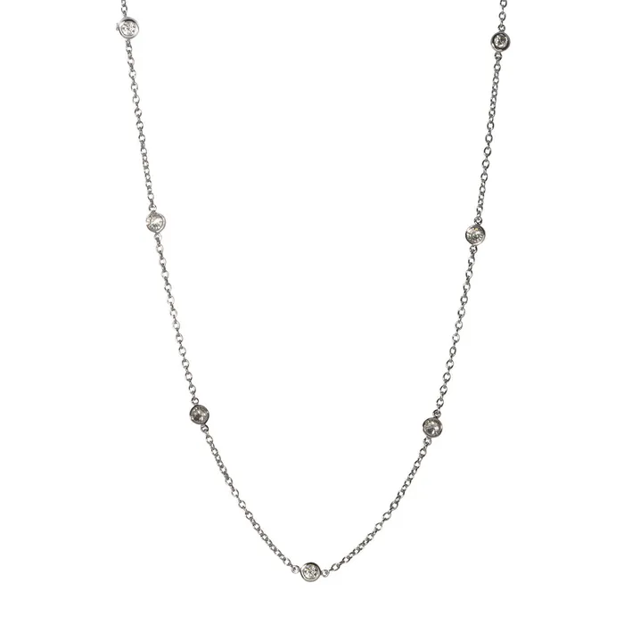 Necklaces Croghans 56ctw Diamond by the Yard 7 Station 14K White Gold Necklace Necklaces Croghans 56ctw Diamond by the Yard 7 Station 14K White Gold Necklace