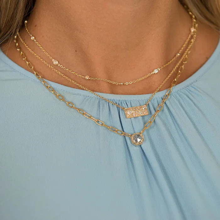 Necklaces Croghans 56ctw Diamond by the Yard 7 Station 14K White Gold Necklace