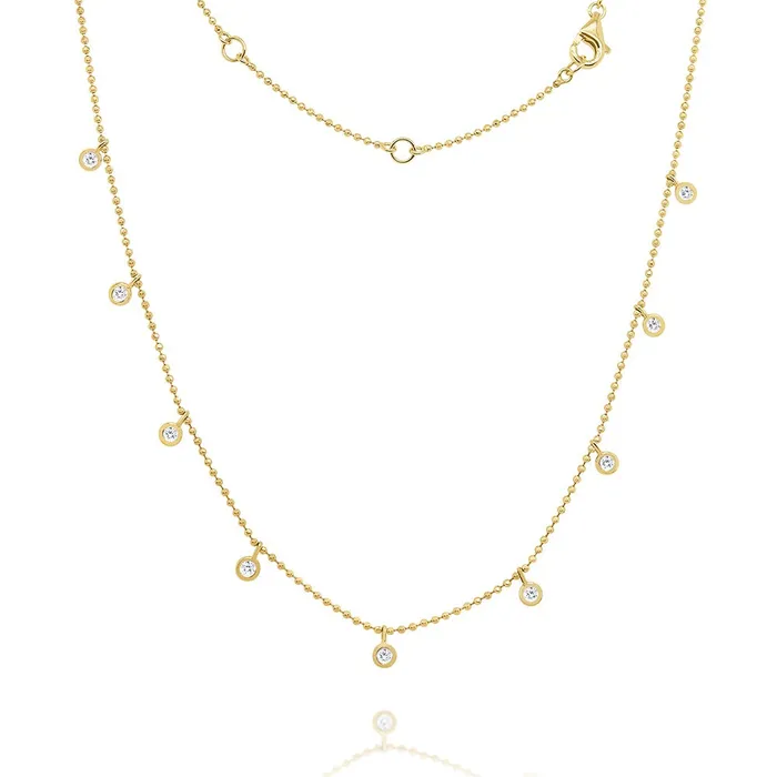 Necklaces Croghans Diamond Bezel Drop Station 14K Yellow Gold Necklace