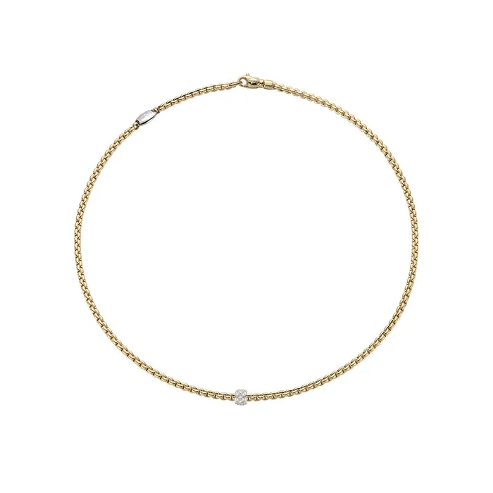 Necklaces FOPE FOPE 18K Yellow Gold Eka Tiny Collection Diamond Necklace Necklaces FOPE FOPE 18K Yellow Gold Eka Tiny Collection Diamond Necklace