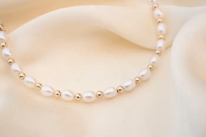 Necklaces Gold Filled Beads and Pearl Necklace RG
