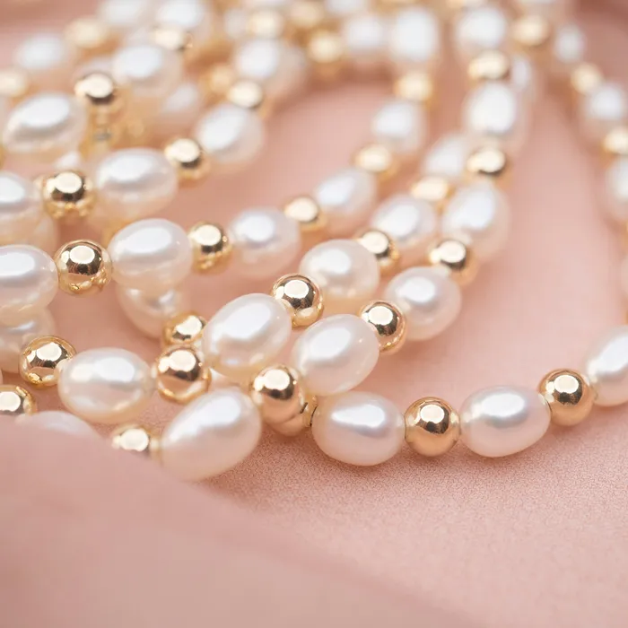 Necklaces Gold Filled Beads and Pearl Necklace RG