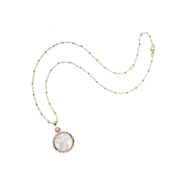 Necklaces Jane Win FOREVER Mother of Pearl Moon Face Pendant Necklace Jane Win