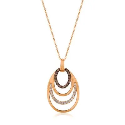 Necklaces Le Vian Le Vian 14K Strawberry Gold Oval Chocolate and Vanilla Diamond Pendant Necklace