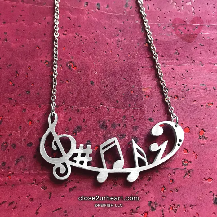 Necklaces Music Symbols Necklace Close to UR Heart