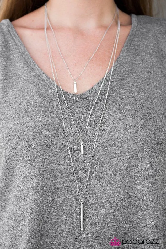 Necklaces Paparazzi Jewelry Paparazzi Necklace LAYER Down The Law Silver