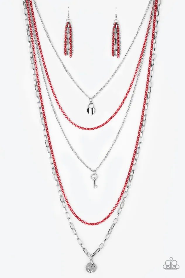 Necklaces Paparazzi Jewelry Paparazzi Necklace Right On Key Red