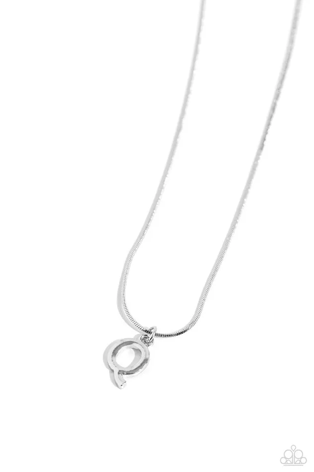 Necklaces Paparazzi Jewelry Paparazzi Necklace Seize the Initial Silver Q Necklaces Paparazzi Jewelry Paparazzi Necklace Seize the Initial Silver Q