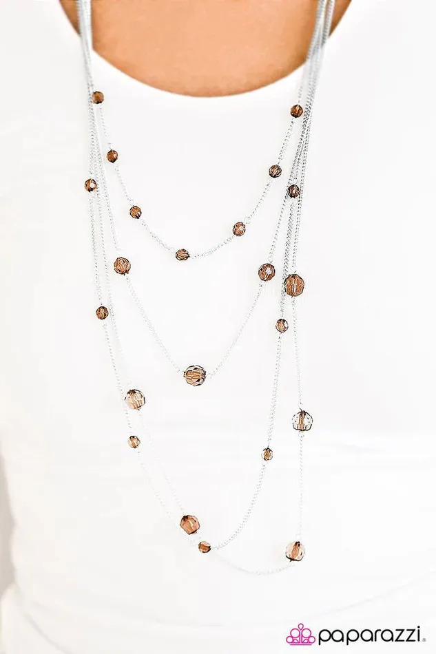 Necklaces Paparazzi Jewelry Paparazzi Necklace Sparkling Intentions Brown
