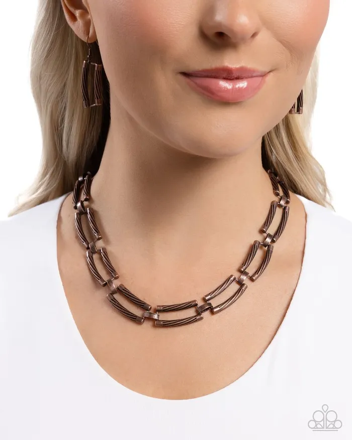 Necklaces Paparazzi Jewelry Paparazzi Necklace Technical Texture Copper