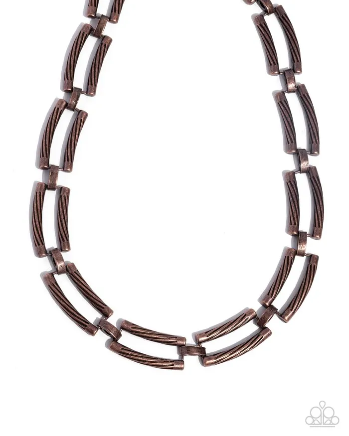 Necklaces Paparazzi Jewelry Paparazzi Necklace Technical Texture Copper