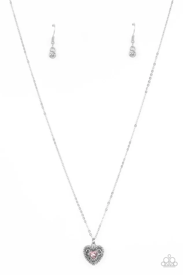 Necklaces Paparazzi Jewelry Paparazzi Necklace Treasures of the Heart Pink