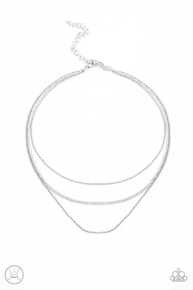 Necklaces Paparazzi Necklace Battle of the Glitz White Paparazzi Jewelry
