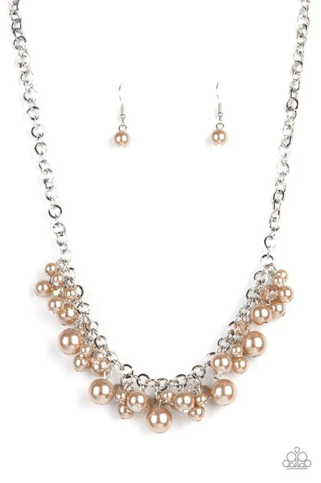 Necklaces Paparazzi Necklace Positively PEARLescent Brown Paparazzi Jewelry
