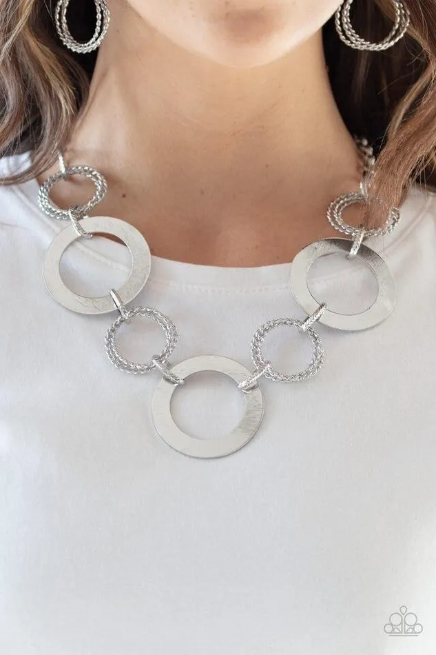 Necklaces Paparazzi Necklace Ringed in Radiance Silver Paparazzi Jewelry