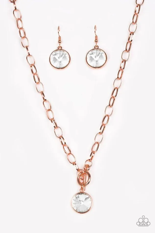 Necklaces Paparazzi Necklace She Sparkles On Copper Paparazzi Jewelry