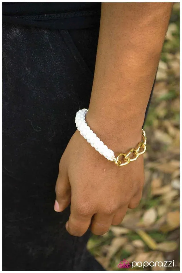 Paparazzi Bracelet Crawling with Confidence White Paparazzi Jewelry Bracelets
