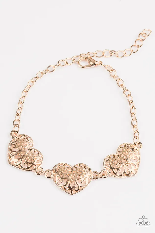 Paparazzi Bracelet Fond Of Hearts Rose Gold Paparazzi Jewelry Bracelets