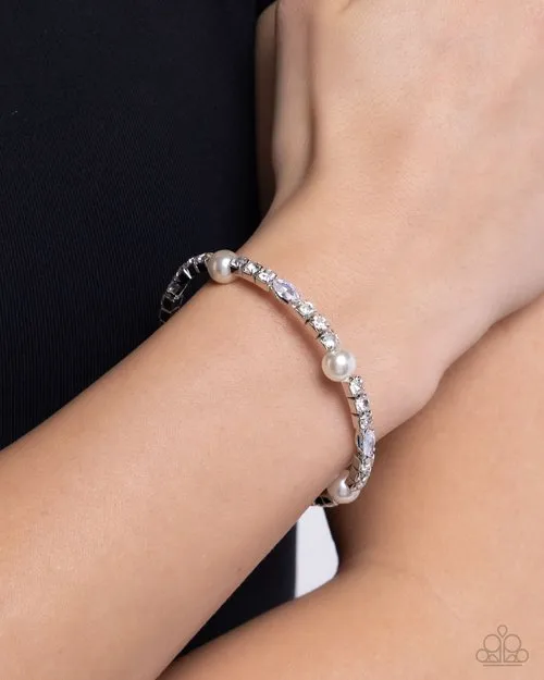 Paparazzi Bracelet Ladylike Leader White Paparazzi Jewelry Bracelets