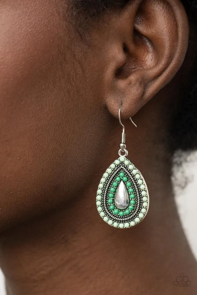 Paparazzi Earring Beaded Bonanza Green Paparazzi Jewelry Earrings