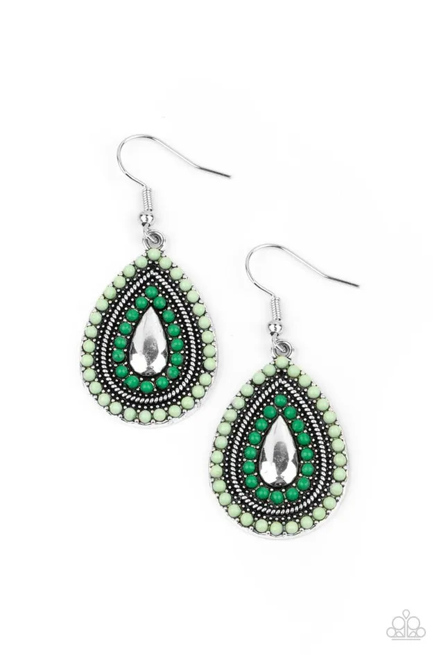 Paparazzi Earring Beaded Bonanza Green Paparazzi Jewelry Earrings
