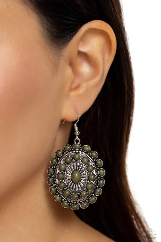 Paparazzi Earring Bohemian Badlands Green Paparazzi Jewelry Earrings