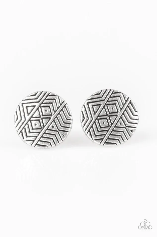 Paparazzi Earring Bright As A Button Silver Paparazzi Jewelry Earrings