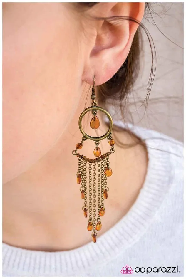 Paparazzi Earring Dreamcatcher Brass Paparazzi Jewelry Earrings