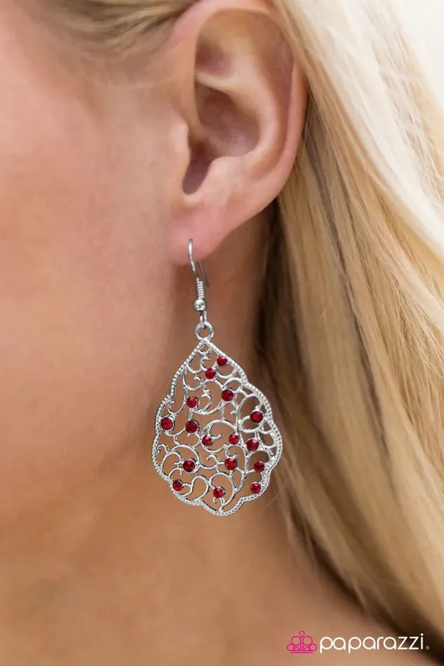 Paparazzi Earring Dreaming of Castles Red Paparazzi Jewelry Earrings