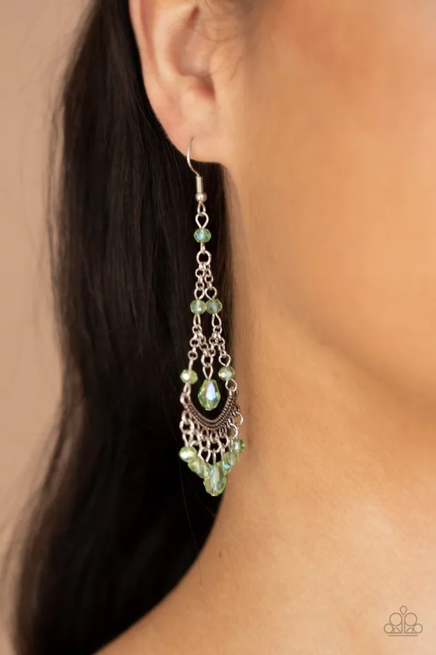 Paparazzi Earring First In SHINE Green Paparazzi Jewelry Earrings