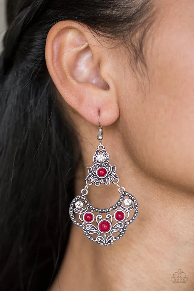 Paparazzi Earring Garden State Glow Red Paparazzi Jewelry Earrings