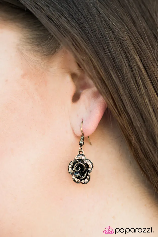 Paparazzi Earring Give Her Roses Brass Paparazzi Jewelry Earrings