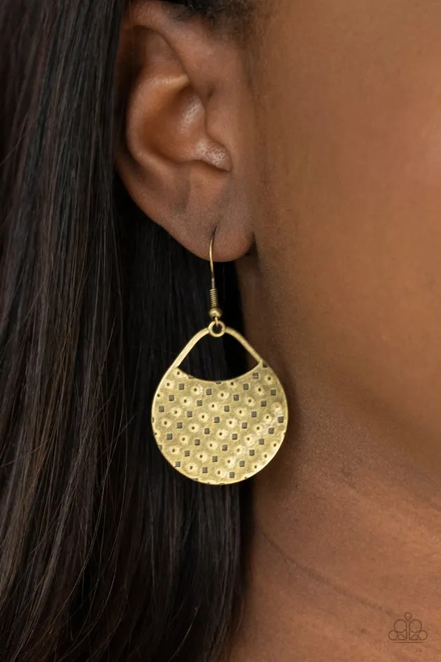 Paparazzi Earring Im Sensing a Pattern Here Brass Paparazzi Jewelry Earrings