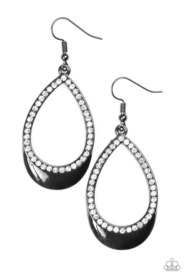 Paparazzi Earring Make It REIGN Black Paparazzi Jewelry Earrings