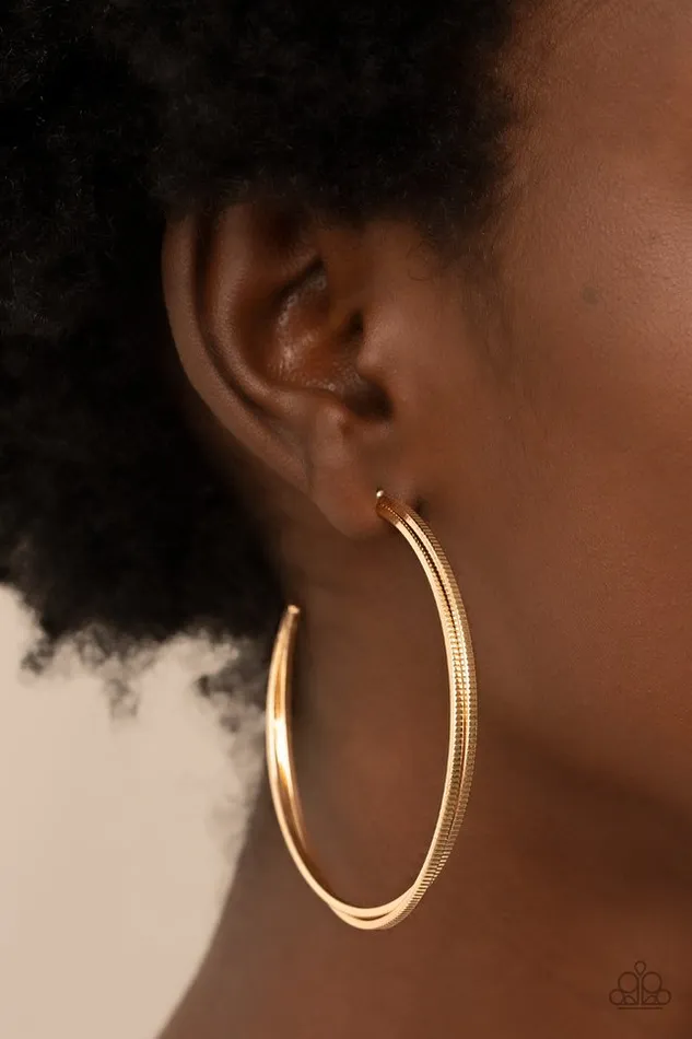 Paparazzi Earring Monochromatic Curves Gold Paparazzi Jewelry Earrings