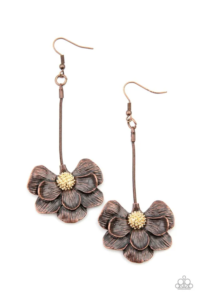 Paparazzi Earring Oh SNAPDRAGONS Copper Paparazzi Jewelry Earrings