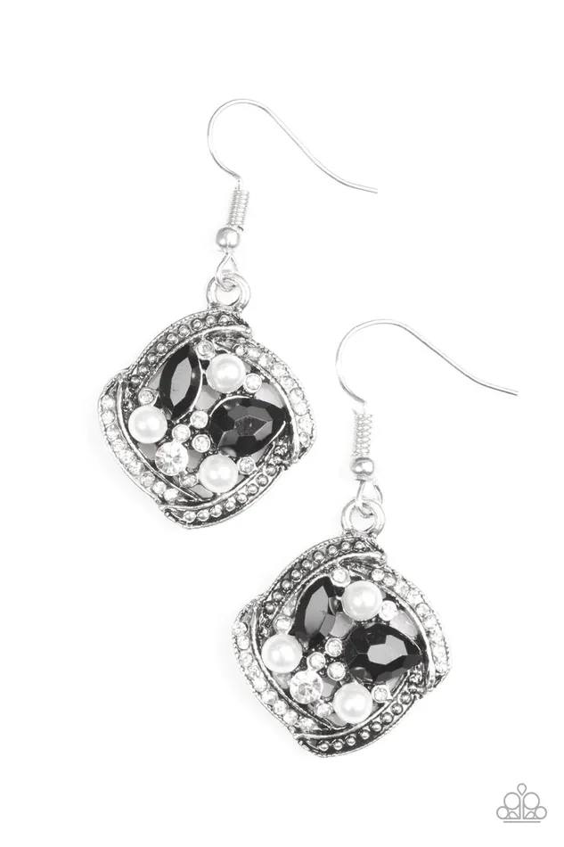 Paparazzi Earring Prestigious Shimmer Black Paparazzi Jewelry Earrings
