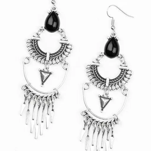 Paparazzi Earring Progressively Pioneer Black Paparazzi Jewelry Earrings