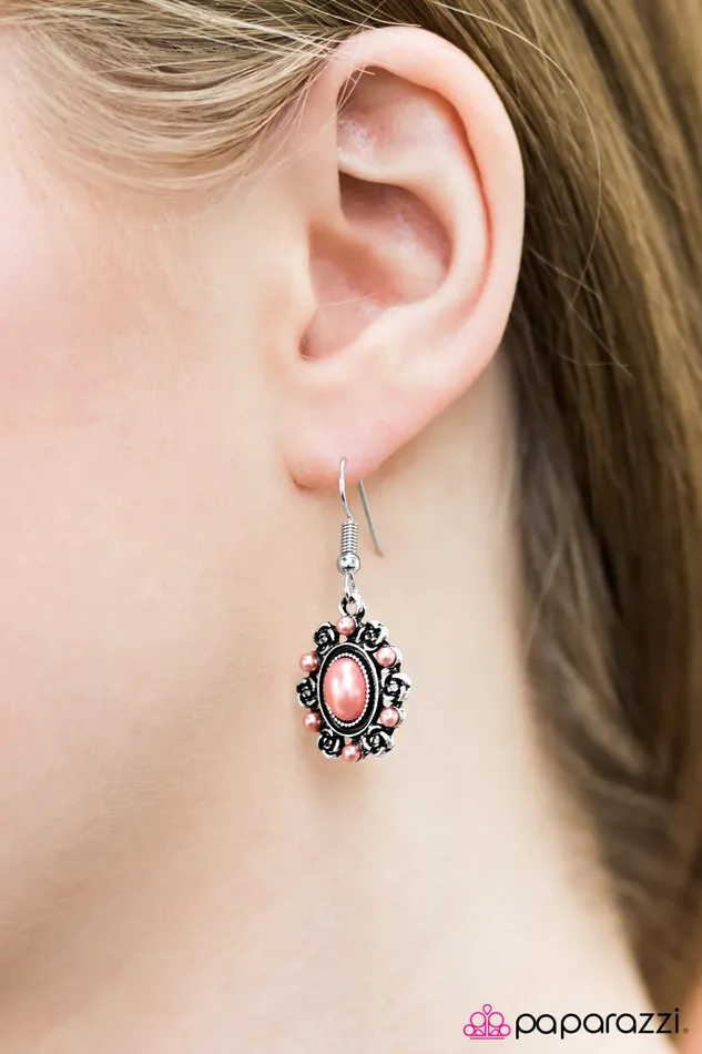 Paparazzi Earring Radiant Roses Orange Paparazzi Jewelry Earrings