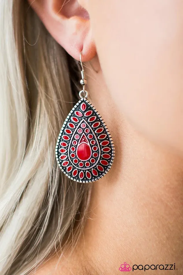 Paparazzi Earring Raining Rainbows Red Paparazzi Jewelry Earrings