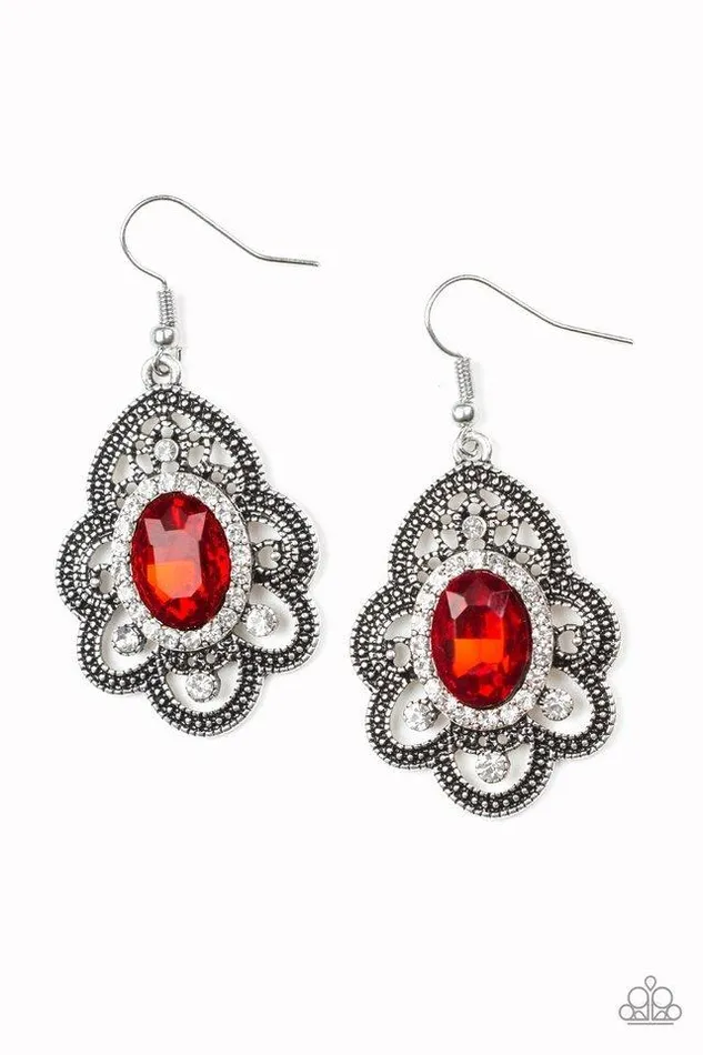 Paparazzi Earring Reign Supreme Red Paparazzi Jewelry Earrings