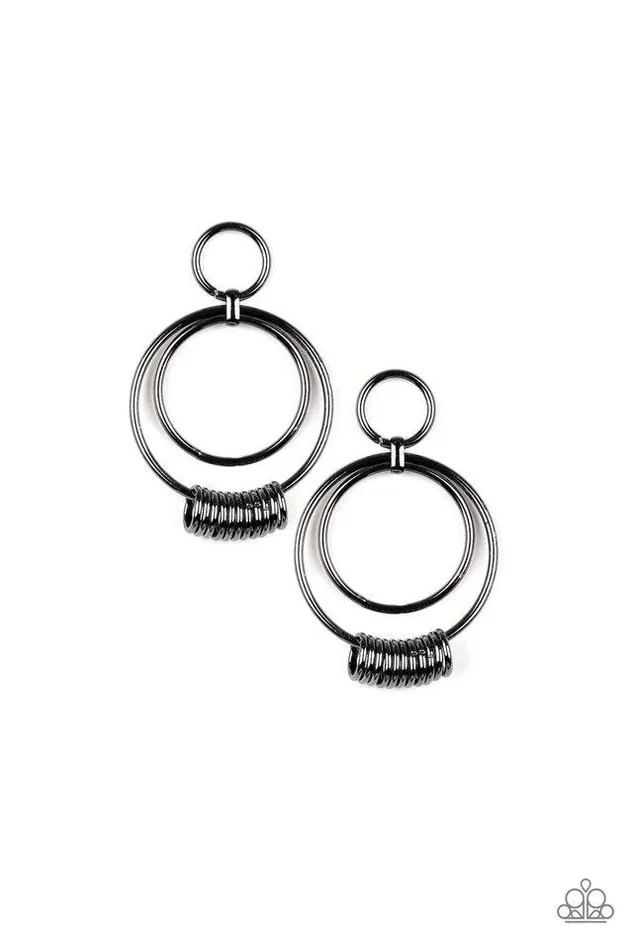Paparazzi Earring Retro Revolution Black Paparazzi Jewelry Earrings