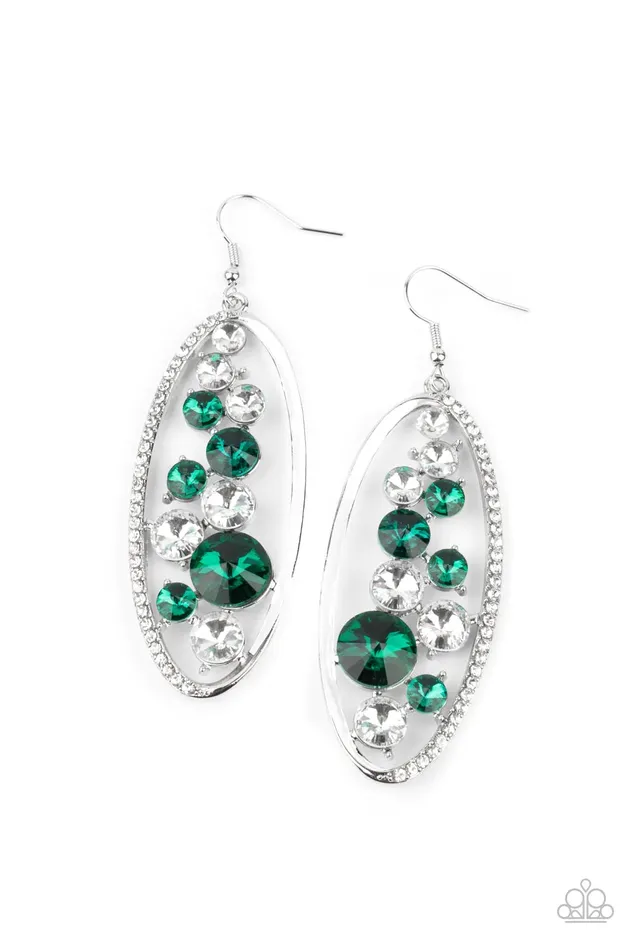 Paparazzi Earring Rock Candy Bubbly Green Paparazzi Jewelry Earrings