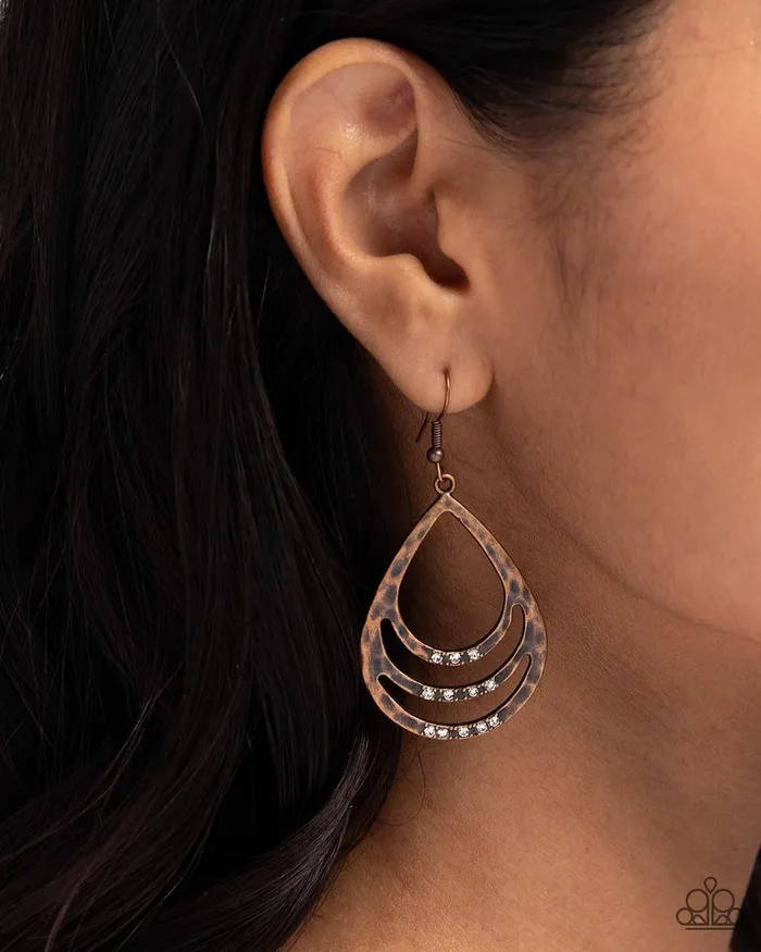 Paparazzi Earring Sojourn Shimmer Copper Paparazzi Jewelry Earrings