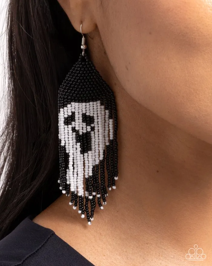Paparazzi Earring Spooky Strands Black Paparazzi Jewelry Earrings