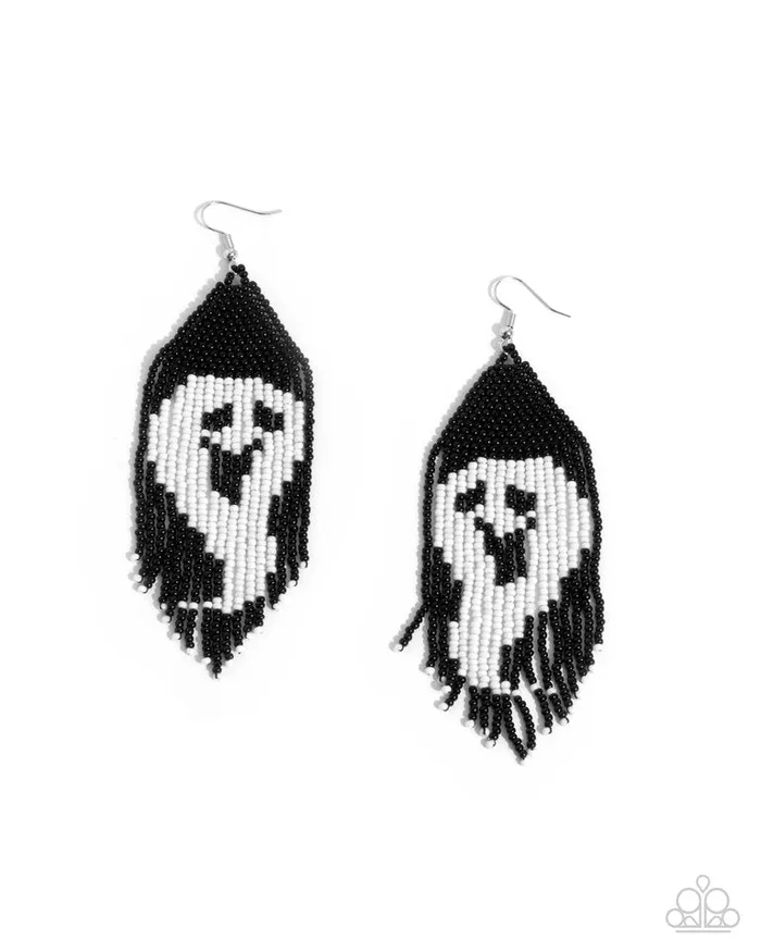 Paparazzi Earring Spooky Strands Black Paparazzi Jewelry Earrings