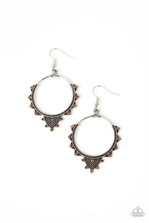 Paparazzi Earring Textured Twinkle Brown Paparazzi Jewelry Earrings