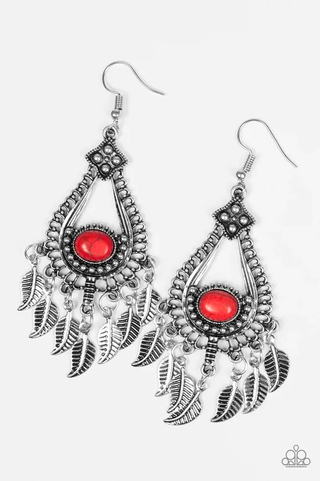 Paparazzi Earring The FLIGHT Of Your Life Red Paparazzi Jewelry Earrings